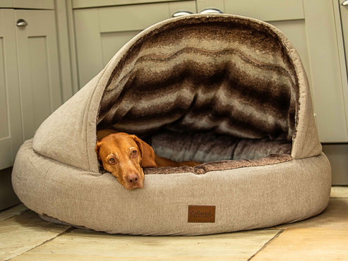Collared Creatures - The Beige Deluxe Cocoon Dog Cave Bed