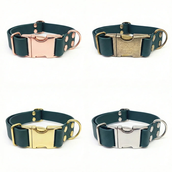 Dark Green Waterproof Biothane Metal Clasp Dog Collar