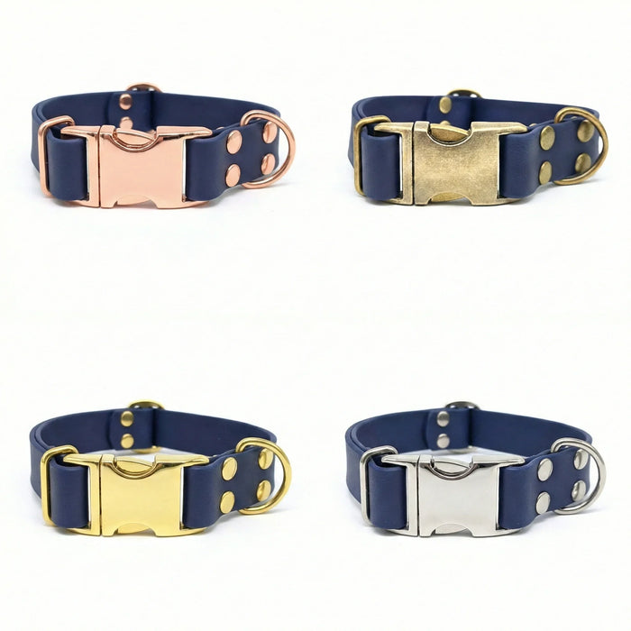 Navy Waterproof Biothane Metal Clasp Dog Collar