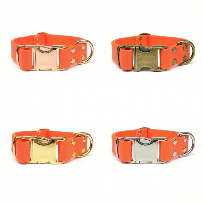 Neon Orange Waterproof Biothane Metal Clasp Dog Collar