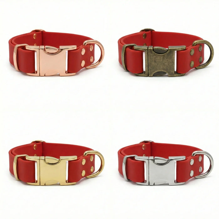 Red Waterproof Biothane Metal Clasp Dog Collar