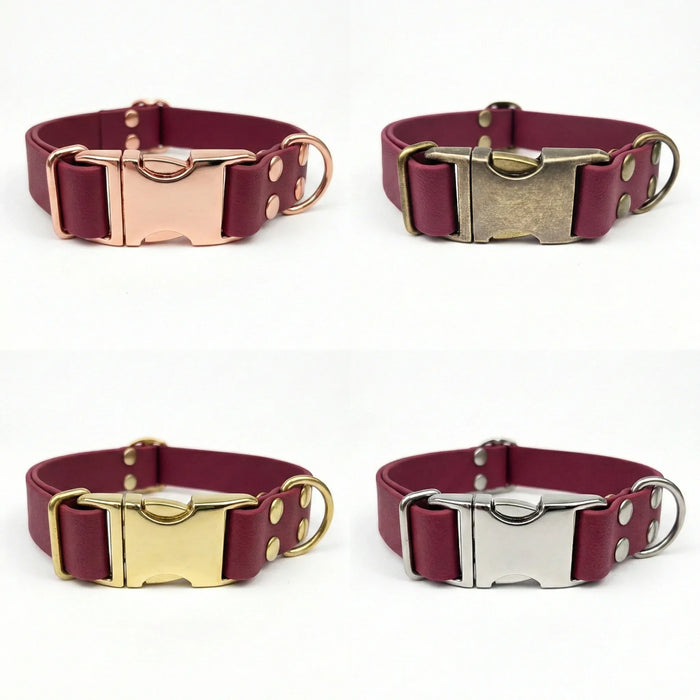 Wine Waterproof Biothane Metal Clasp Dog Collar