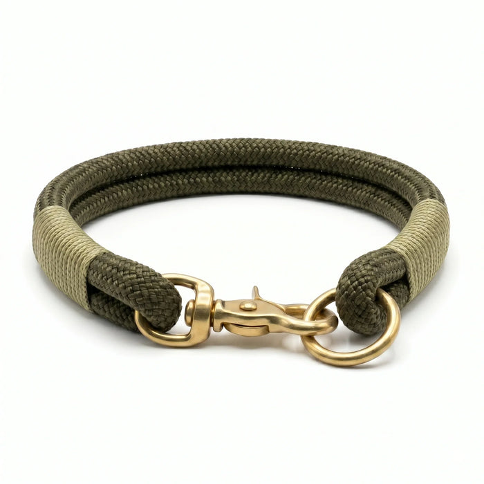 Army Green Handmade Rope Dog Collar with whipping