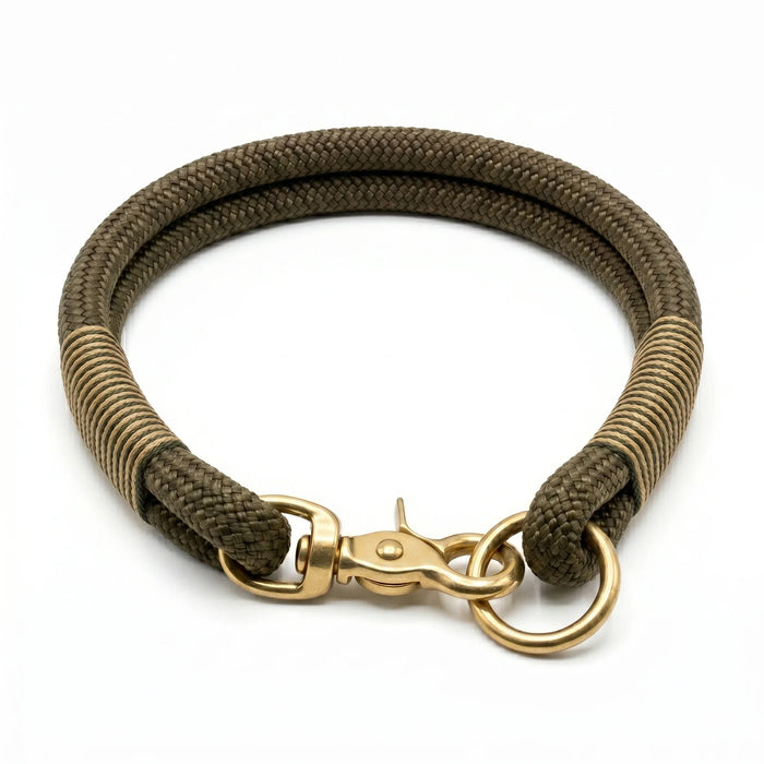 Army Green Handmade Rope Dog Collar with whipping