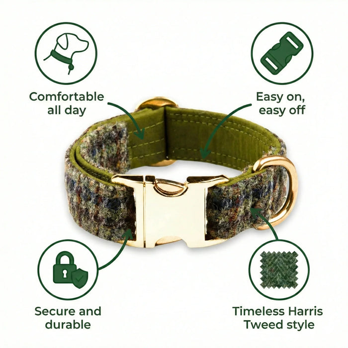 Autumn Houndstooth Luxury Harris Tweed Dog Collar