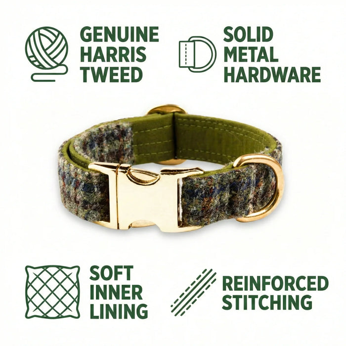 Autumn Houndstooth Luxury Harris Tweed Dog Collar