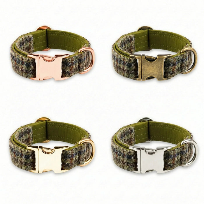 Autumn Houndstooth Luxury Harris Tweed Dog Collar