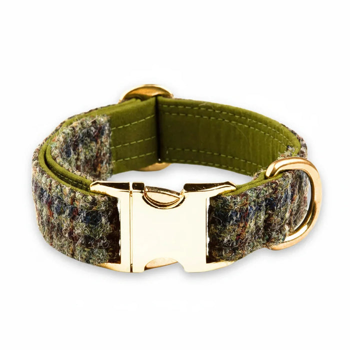 Autumn Houndstooth Luxury Harris Tweed Dog Collar
