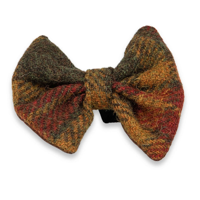 Autumnal Check Luxury Harris Tweed Dog Bow Tie
