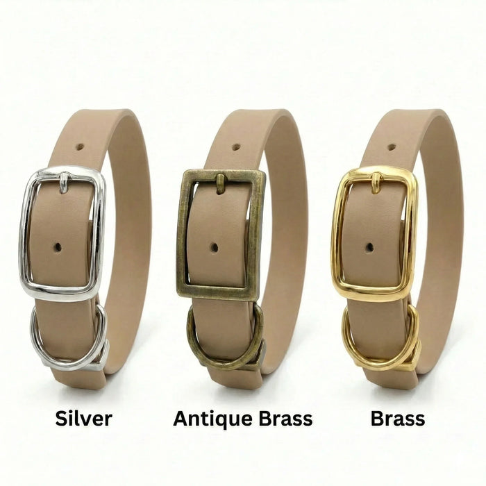 Beige Waterproof Biothane Buckle Dog Collar