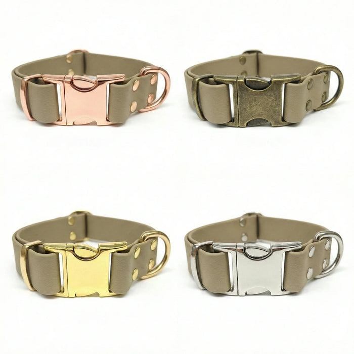 Beige Waterproof Biothane Metal Clasp Dog Collar