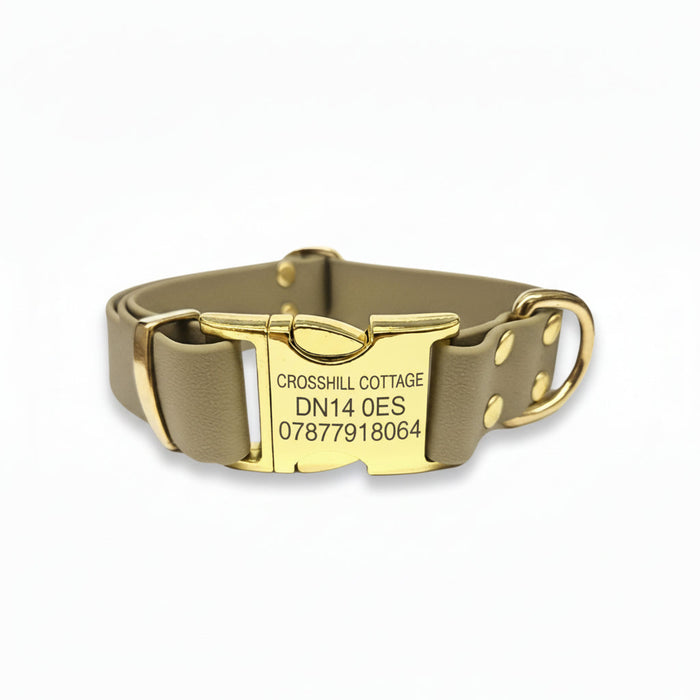 Beige Waterproof Biothane Metal Clasp Dog Collar