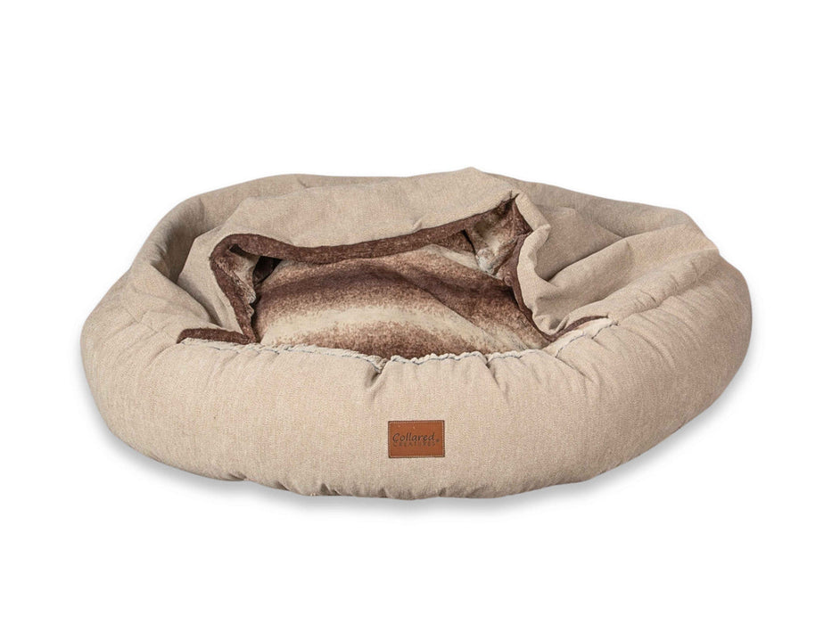 Collared Creatures - Luxury Cocoon Cushion Round Dog Bed - Beige