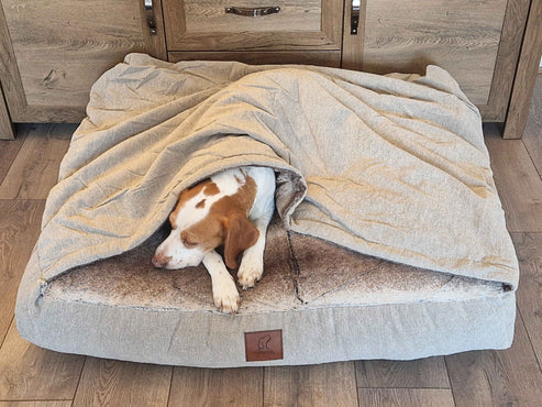 Collared Creatures - Beige Luxury Dog Snuggle Bed / Snuggle Sack /Sleeping Sack Luxury Dog Bed