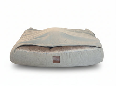 Collared Creatures - Beige Luxury Dog Snuggle Bed / Snuggle Sack /Sleeping Sack Luxury Dog Bed