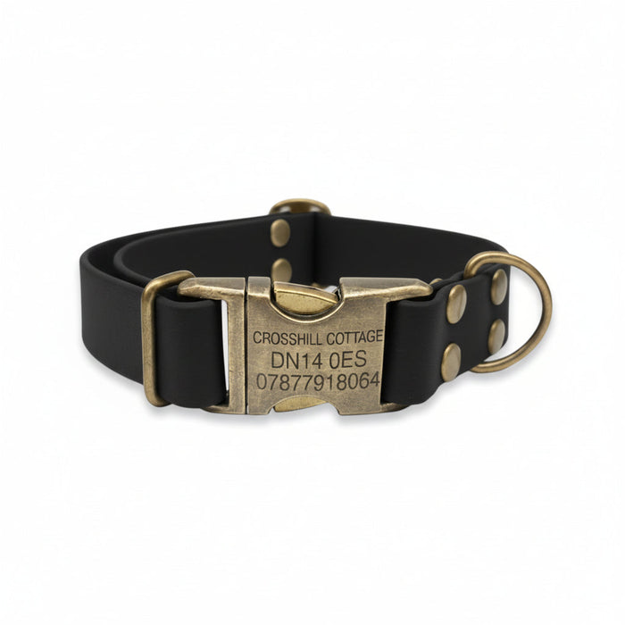 Black Waterproof Biothane Metal Clasp Dog Collar