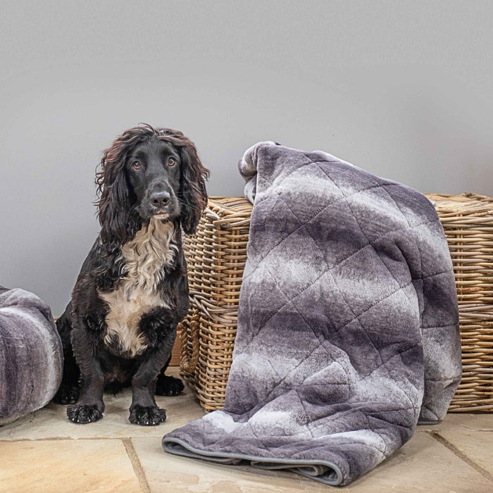Luxury Grey Faux Fur Dog Blanket - Sofa Throw