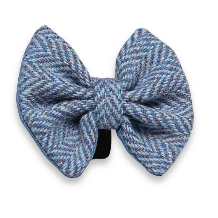 Blue Herringbone Luxury Harris Tweed Dog Bow Tie