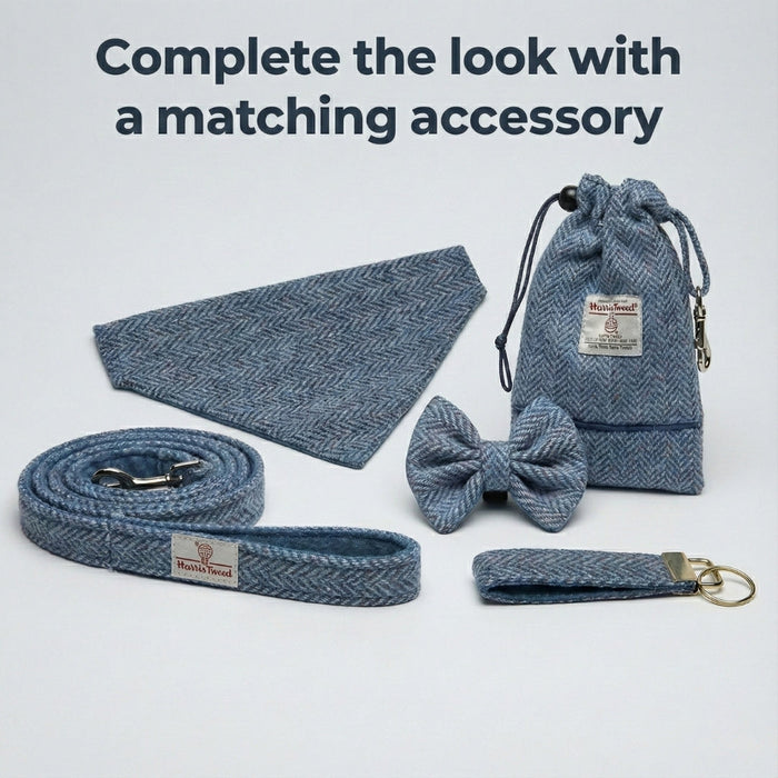Extra Wide 38mm - Blue Herringbone Harris Tweed Dog Collar
