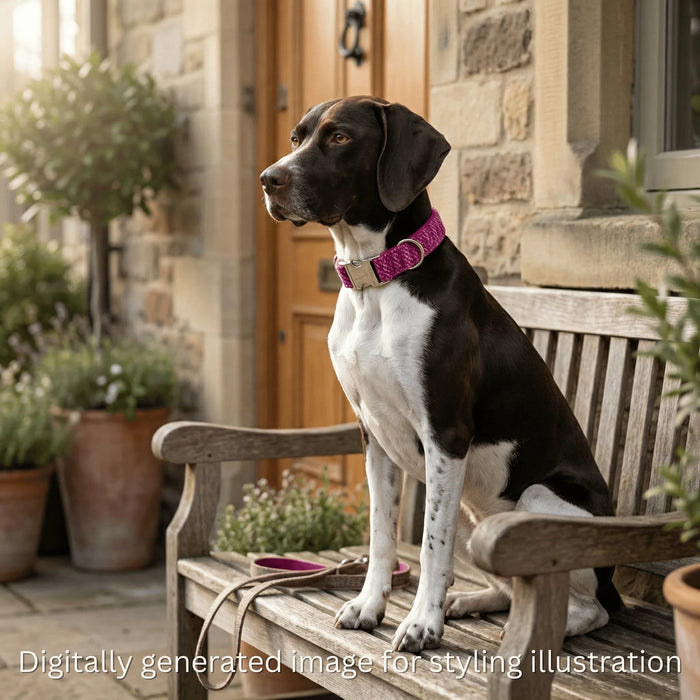 Pink Koana Harris Tweed Dog Collar