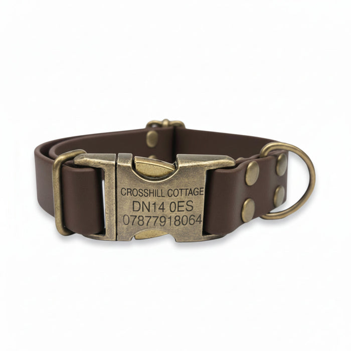 Dark Brown Waterproof Biothane Metal Clasp Dog Collar