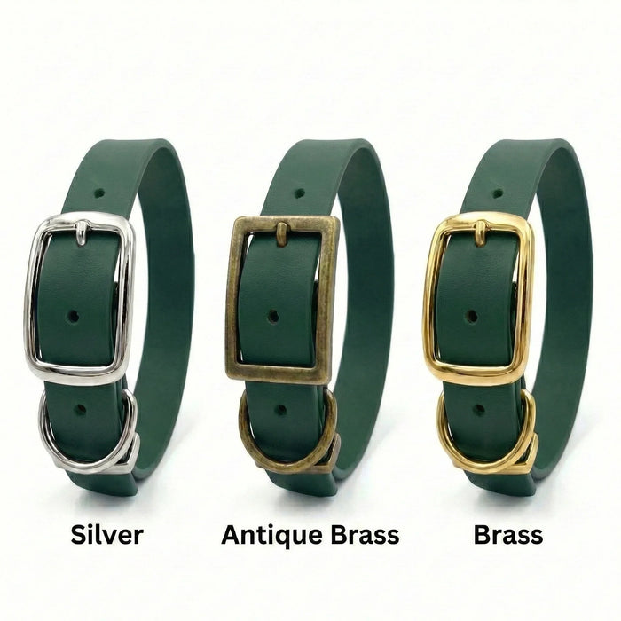 Dark Green Waterproof Biothane Buckle Dog Collar
