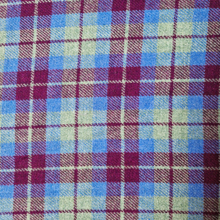 Burgundy & Blue Check Luxury Harris Tweed Dog Collar