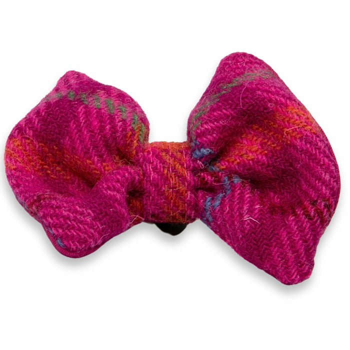 Cerise Check Luxury Harris Tweed Dog Bow Tie