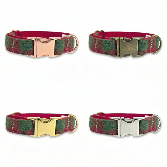 Christmas Check Harris Tweed Dog Collar