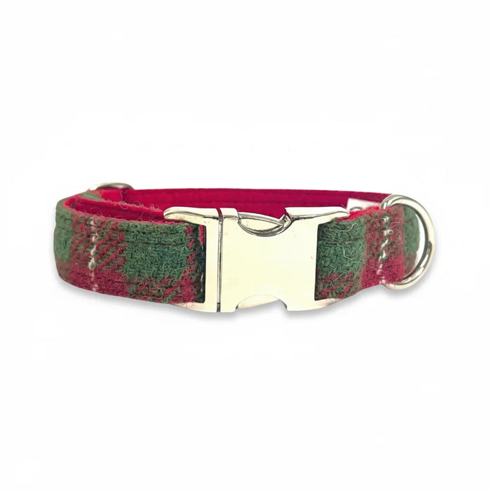 Christmas Check Harris Tweed Dog Collar