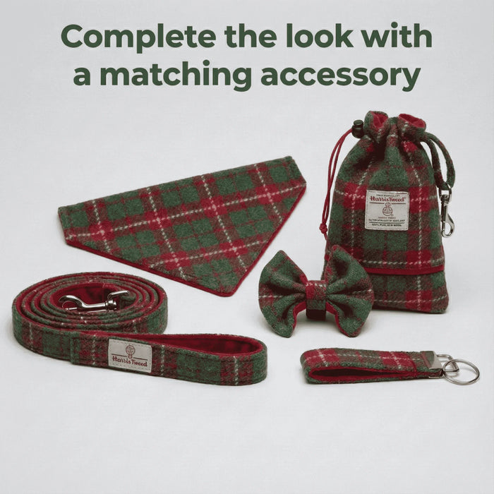 Christmas Check Harris Tweed Dog Collar