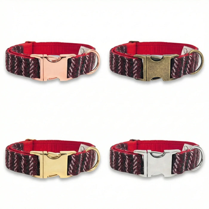 Christmas Multi Check Harris Tweed Dog Collar