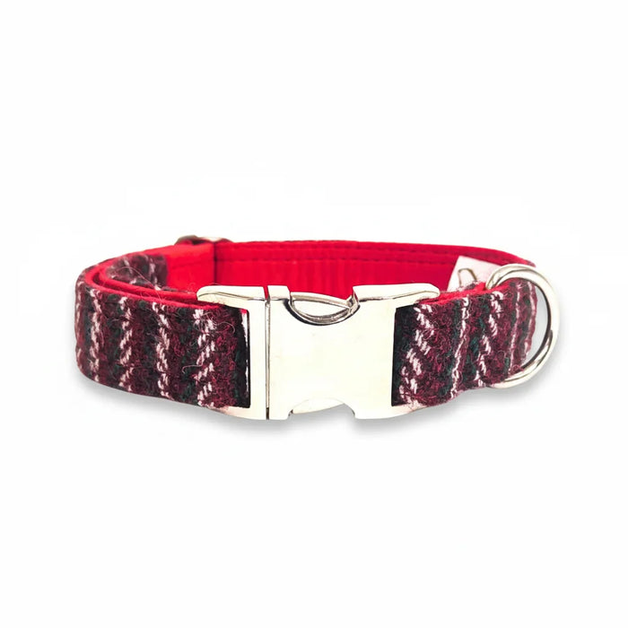Christmas Multi Check Harris Tweed Dog Collar