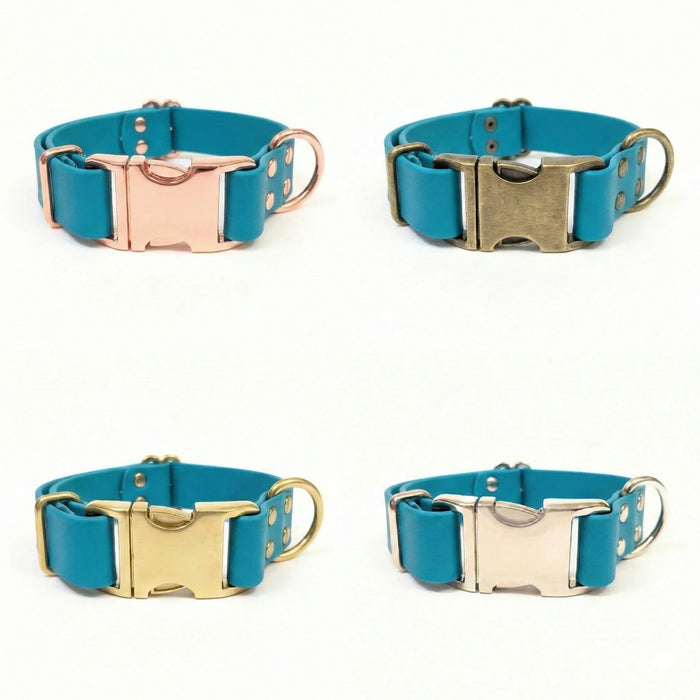 Turquoise Waterproof Biothane Metal Clasp Dog Collar