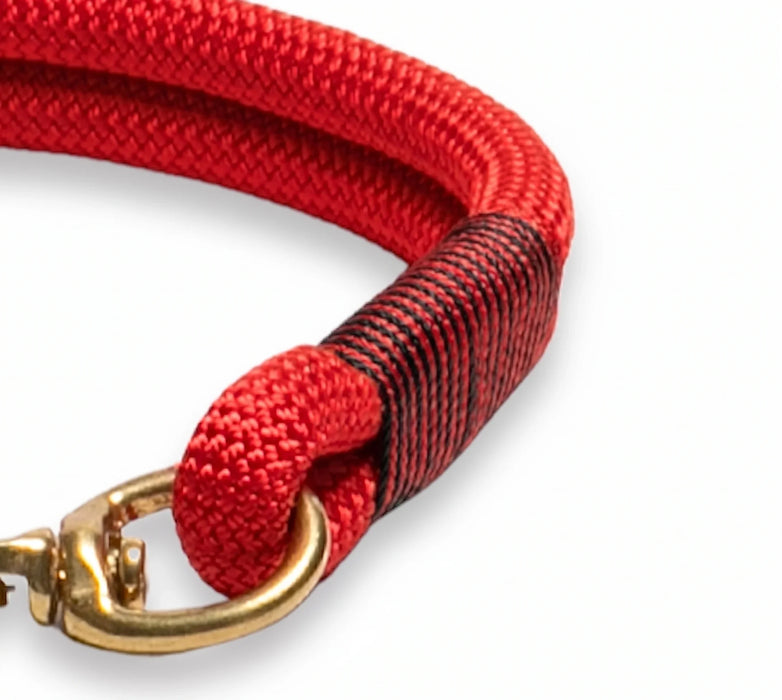 Vibrant Red Handmade Rope Dog Collar with whipping