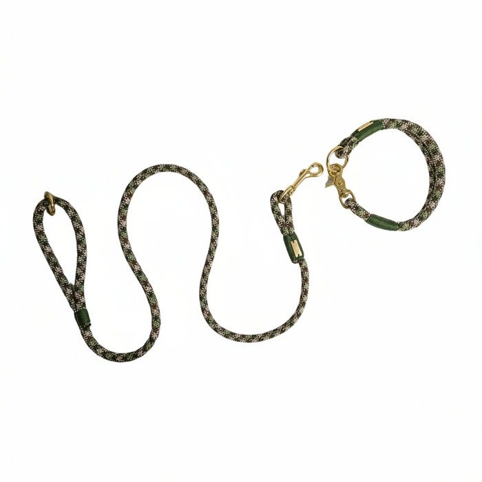 Camouflage Handmade Rope Dog Collar with whipping