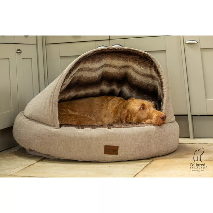 Collared Creatures Beds 125cm Diameter / Without Curtains Collared Creatures - The Beige Deluxe Cocoon Dog Cave Bed