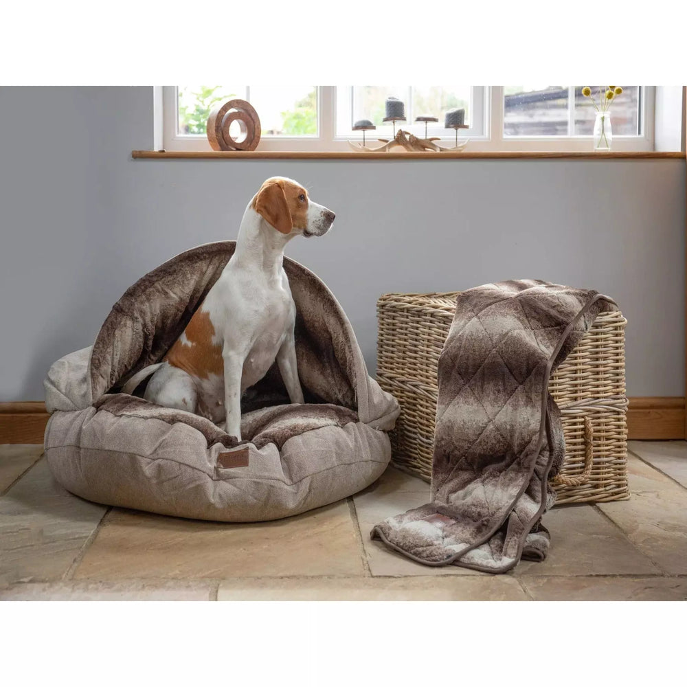Collared Creatures The Luxury Cave Dog Bed Beige Pet Prestige UK