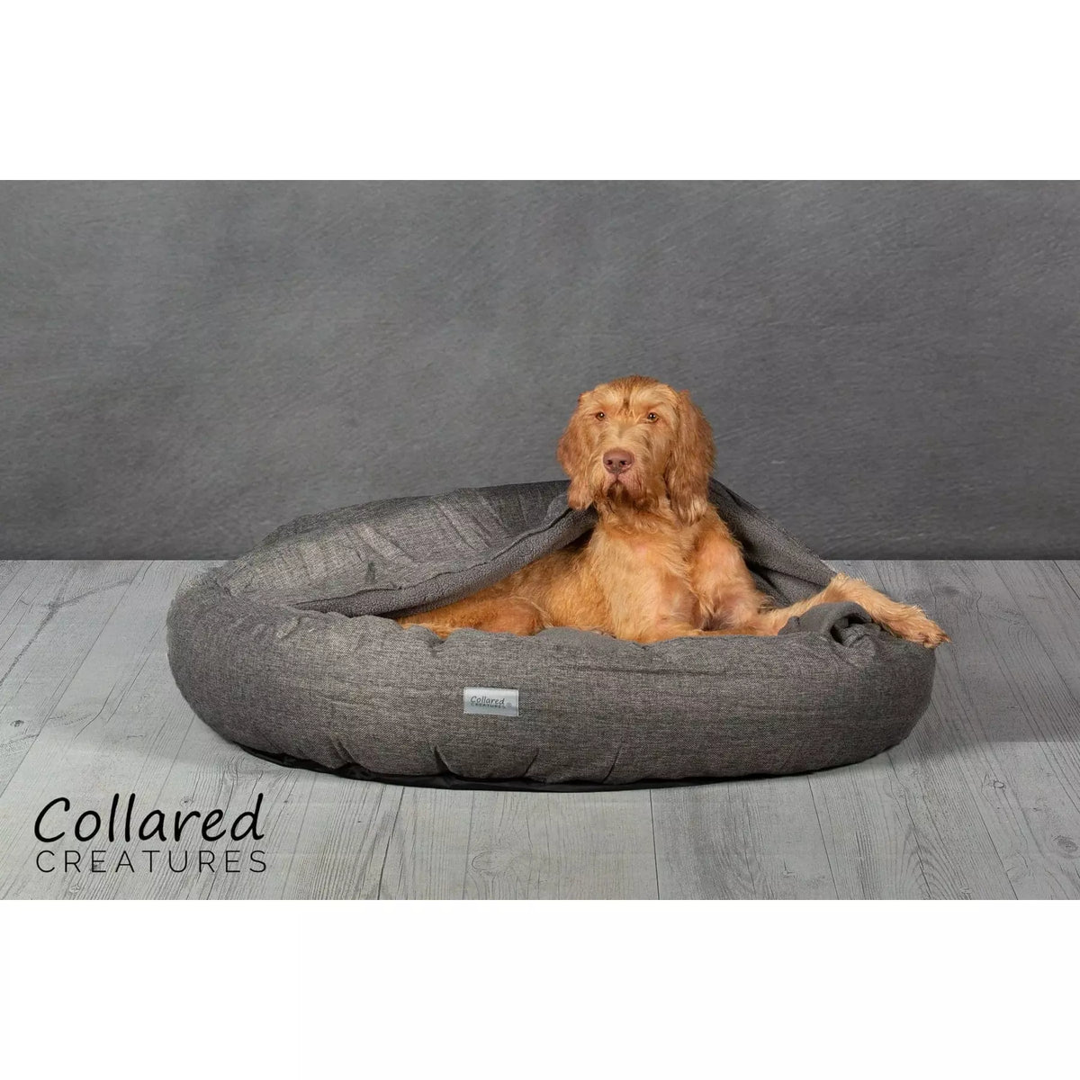 Grey round dog bed hot sale
