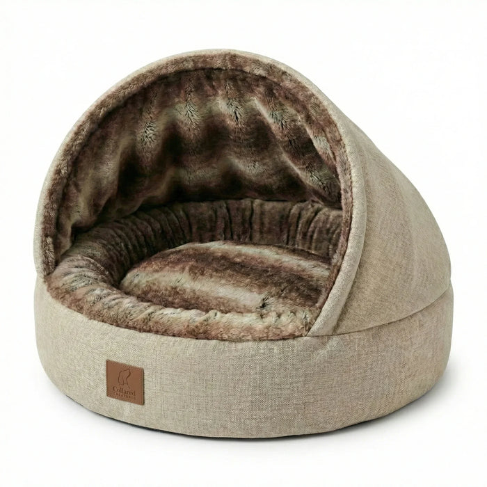 Beige Deluxe Comfort Cocoon Dog Bed