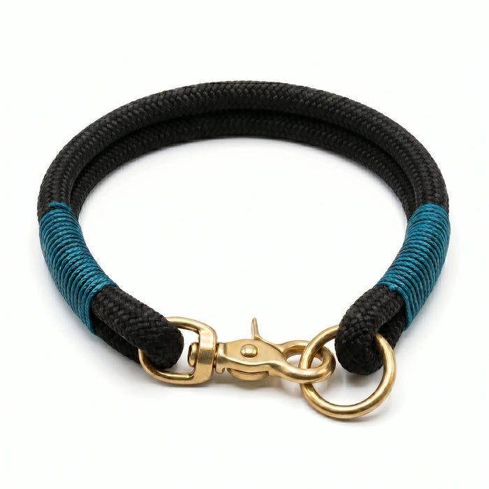 Black Handmade Rope Dog Collar with whipping