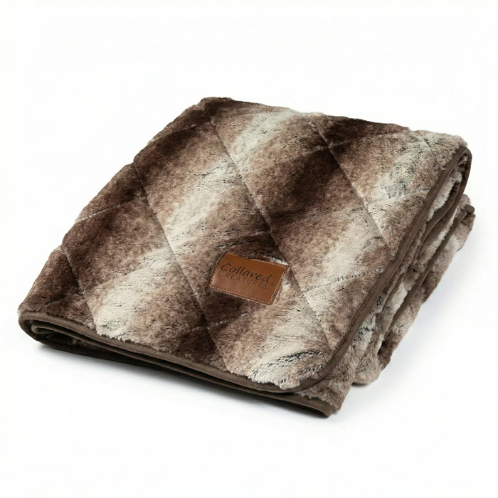 Luxury Brown Faux Fur Dog Blanket - Sofa Throw