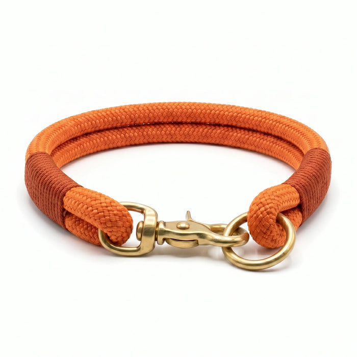 Fox Orange Handmade Rope Dog Collar with whipping