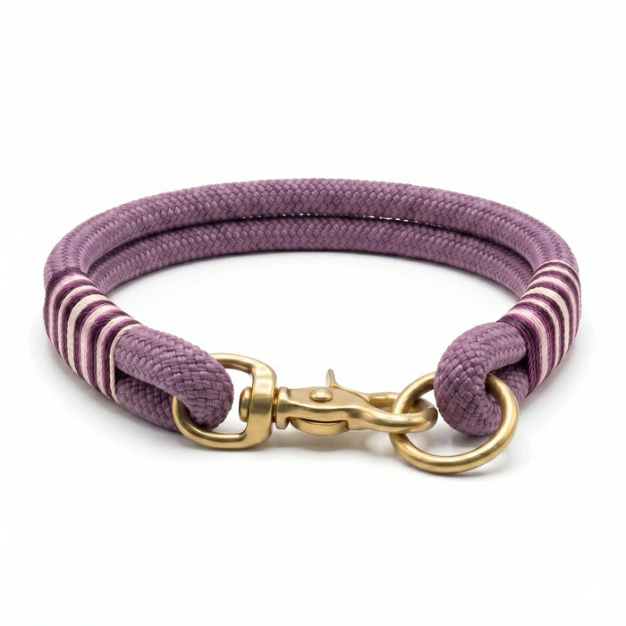 Marvellous Mauve Handmade Rope Dog Collar with whipping
