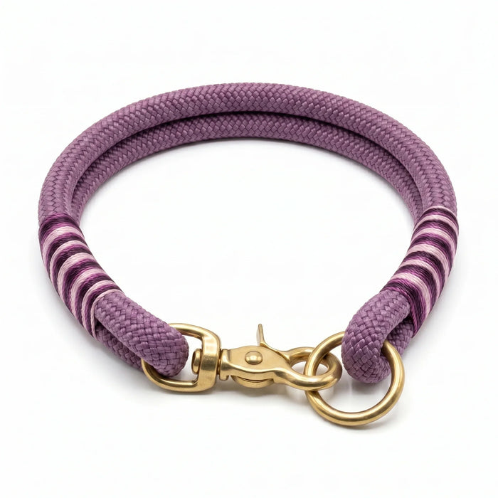 Marvellous Mauve Handmade Rope Dog Collar with whipping