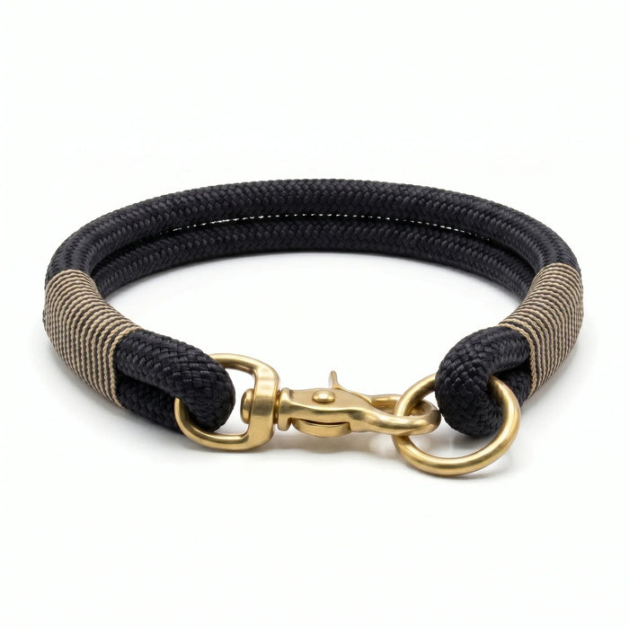Navy Blue Handmade Rope Dog Collar with whipping