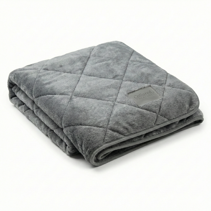Luxury Grey Quilted Dog Blanket - Sofa Throw