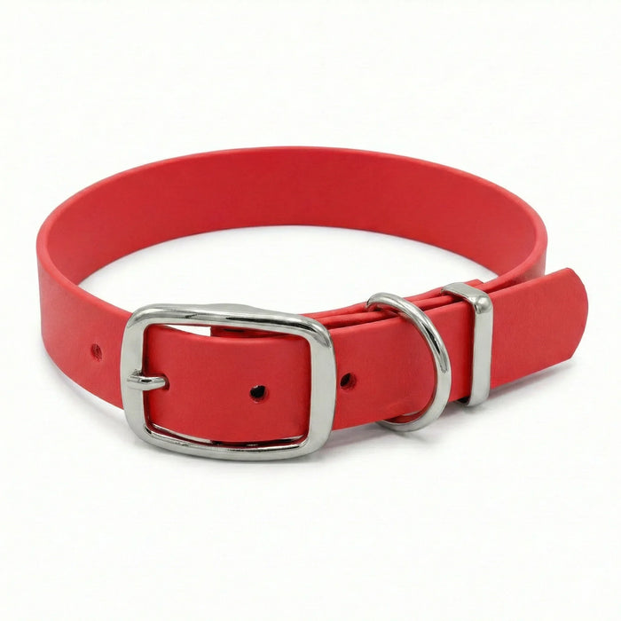 Red Waterproof Biothane Buckle Dog Collar