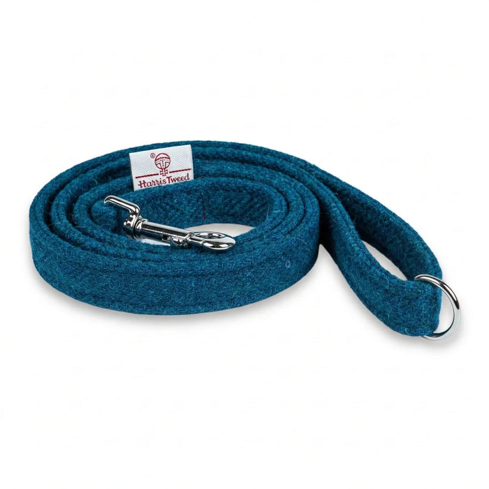 Teal Herringbone Luxury Harris Tweed Dog Lead
