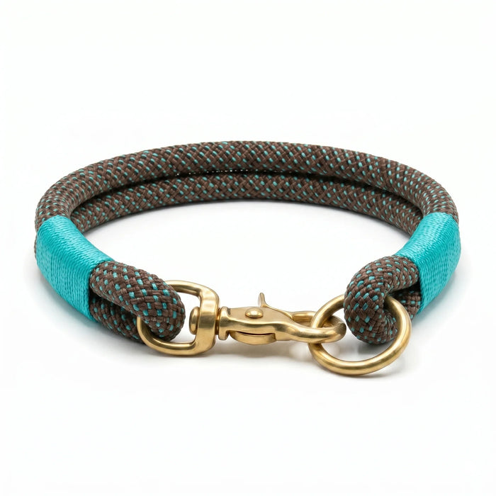 A Touch of Turquoise Handmade Rope Dog Collar with whipping